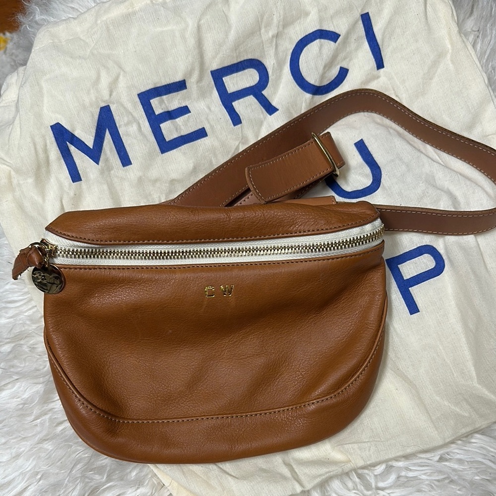 Clare V Brown Leather Belt Bag with Gold Hardware